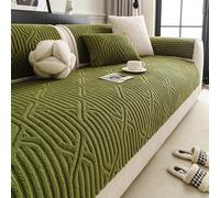 LLIDDAMES Couvre Canapé Antidérapant Housse de Canapé d’Angle Housse Canape 1 2 3 4 Place avec Accoudoirs Protection Canape Chat Chiens Anti Griffe en Chenille Sofa Cover(Green,110 * 180cm)