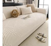 LLIDDAMES Couvre Canapé Antidérapant Housse de Canapé d’Angle Housse Canape 1 2 3 4 Place avec Accoudoirs Protection Canape Chat Chiens Anti Griffe en Chenille Sofa Cover(Beige,70 * 150cm)