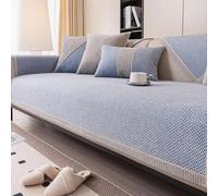 LLIDDAMES Housse de Canapé Épais, Protege Canape Anti-dérapant Housse canape d'angle Doux Couverture pour canapé, Coton et Lin pour Le Salon, Plusieurs Tailles(Blue,90 * 180cm)