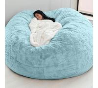 LLIDDAMES Housse de Pouf Géant Immense Beanbag Pouf Housse de Chaise Housse Double Chambre Balcon Grand canapé Rond Doux Moelleux Couverture(sans Remplissage) (Blue,5FT)