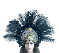 LLINthy Bandeau à cheveux années 1920 pour carnaval et célébration du FatTuesday - Bandeau à plumes - Costume garçonne - Pour spectacles sur scène