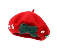 LLINthy Chapeau élégant décoré de ruban chaud et chaud pour les fêtes par temps froid, les vacances, les expéditions dans la nature et les voyages, élégant et unisexe, Rouge, G