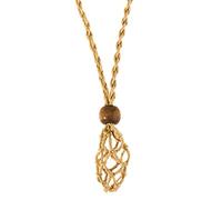LLINthy Collier avec pendentif rétro en pierre naturelle tissée avec poche filet creuse faite à la main pour homme et femme