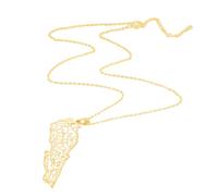 LLINthy Collier ras du cou tendance avec pendentif carte du Liban en métal, longueur réglable, chaîne de clavicule adoration pour femmes et hommes, collier confortable à porter