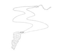 LLINthy Collier ras du cou tendance avec pendentif carte du Liban en métal, longueur réglable, chaîne de clavicule adoration pour femmes et hommes, collier confortable à porter
