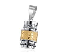 LLINthy Collier urne funéraire mantra bouddhiste Om Mani Padme Hum en acier inoxydable, Acier titane, Acier titane.