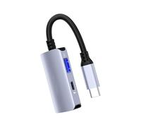 LLINthy Concentrateur USB C pour sortie vidéo 4K60Hz haute transparence PD65W Charge rapide 480 Mbps Transfert de données USB Splitter Compatibilité pour adaptateurs de lunettes