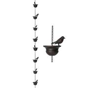 LLINthy Cottagecore Chaîne de pluie en fer avec motif colibri décoratif et tasse pour gouttière de jardin, drainage, décoration extérieure, vintage, en forme d'oiseau