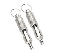 LLINthy Lot de 2 clés de valves de pneu en acier inoxydable avec porte-clés pour réparation de pneus de voiture et moto Outil de dégonflage