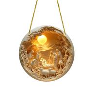 LLINthy Panneau de porte religieux de Pâques à suspendre - Crèche de Jésus en acrylique - Décorations de Pâques - Décorations de Noël de Jésus