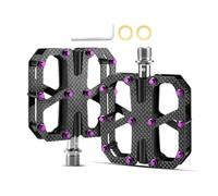 LLINthy Pédales de vélo larges en carbone avec crampons de traction - Essieux en alliage - Systèmes de roulement scellés - Montage pour plus de stabilité - Pédales de vélo antidérapantes avec pointes