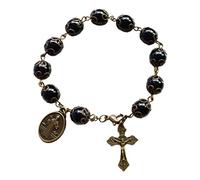 LLINthy Pendentif catholique à la mode pour pendentif perle de verre noir bijoux religieux souvenir fille homme W