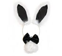 LLINthy Serre-tête, queue et nœud papillon en peluche - Accessoire de déguisement pour fête de Pâques et Halloween