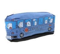 LLINthy Trousse à crayons en toile avec fermeture éclair de grande capacité pour étudiant, enfant, école, papeterie, bleu