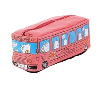 LLINthy Trousse à crayons en toile avec fermeture éclair de grande capacité pour étudiant, enfant, école, papeterie, Rouge