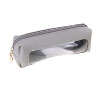 LLINthy Trousse à crayons multifonctionnelle en polyuréthane transparent résistant à l'eau avec fermeture éclair pour le personnel de bureau, le maquillage