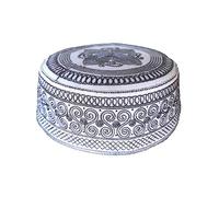 LLINthy Turban en coton brodé pour homme - Respirant - Pour prière Kufi - EID Ramadan Hijabs - Tête de mort arabe ethnique, gris clair, M