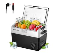 LLIVEKIT 40L Galcière Électrique à Compression, Frigo Voiture, 12/24/100-240V, pour Automobile, Camion, Camping, Bateau, Maison, avec Éclairage, Câble AC et DC, Noir