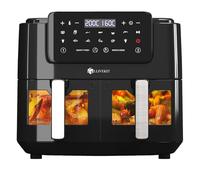 LLIVEKIT Friteuse sans Huile à Double Tiroir, Air Fryer 9L, Panneau Tactile LED, 9 Menus Prédéfinis, Paniers et Grilles Anti-Adhésifs, Fonctions Match Cook & Smart Finish, 2400W, Noir