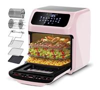 LLIVEKIT Four Firiteuse à Air 12L, Friteuse à Air Chaud à 360° sans Huile avec 12 Fonctions, Minuterie de 90 Min, Livret de Recettes et 6 Sortes d'Accessoires, 1800W, Rose
