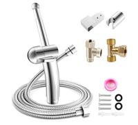 Llizuia Kit de douchette de bidet amélioré pour toilettes avec fonction de pression d'eau réglable, avec valves de commutation à trois voies G1/2" et G3/8", insert de bidet pour toilettes, hygiène