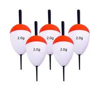 Lljsszr Lot de 5 Flotteurs de Pêche Ovales en Mousse EVA, Rouge, Blanc, Couleur Vive, Haute Flottabilité, pour La Pêche à La Truite et Au Pompano, 2g