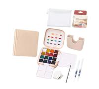 Lljsszr Mini Coffret de Carnets de Croquis, Idée Cadeau, Matériel d'art Compact et Portable, Pinceaux de Précision, Palette, Rose