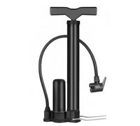Lljsszr Pompe à Air pour Vélo Pompe de Sol Manuelle Jauge de Pression Intégrée Mécanisme Double Embout Structure Robuste Acier Inoxydable Adaptée Équipements, Noir, Court HP