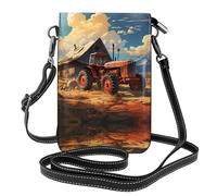 LLKGO TFarm Sac à bandoulière motif tracteur rouge pour téléphone portable, petit portefeuille pour femme, un cadeau pratique adapté pour les sorties, l'exercice et le shopping