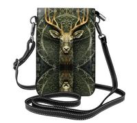 LLKGO TNatural Light Deer Head Pattern Sac à bandoulière pour téléphone portable, petit portefeuille pour femme, un cadeau pratique adapté pour les sorties, l'exercice et le shopping