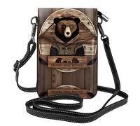 LLKGO TRustic Lodge Bear Sac à bandoulière pour téléphone portable, petit portefeuille pour femme, un cadeau pratique adapté pour les sorties, l'exercice et le shopping
