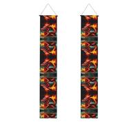 LLKGOT Bannière de porche avec image du roi dragon dans le feu - Décoration murale pour remise de diplôme - Convient pour l'intérieur et l'extérieur - 30,5 x 20,3 m