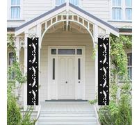 LLKGOT Bannière de porche noire et blanche pour décoration de remise de diplôme, adaptée pour l'intérieur et l'extérieur 30,5 x 20,3 m