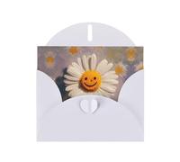 LLKGOT Carte de vœux avec image de marguerite souriante - Papier nacré double face de qualité supérieure avec effet nacré