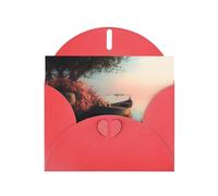 LLKGOT Carte de vœux avec image de petit bateau sur la rive du lac - Papier nacré double face de qualité supérieure avec effet nacré