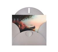 LLKGOT Carte de vœux avec image de petit bateau sur la rive du lac - Papier nacré double face de qualité supérieure avec effet nacré