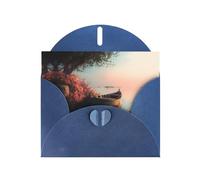 LLKGOT Carte de vœux avec image de petit bateau sur la rive du lac - Papier nacré double face de qualité supérieure avec effet nacré