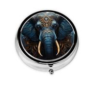 LLKGOT Eerie Elephant Picture Mini Pilulier Rond avec 3 Compartiments pour Pilulier Rangement et Voyage Portable