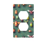 LLKGOT Insect Atlas Pattern Panneau mural double prise pour prise électrique domestique durable pour prises et interrupteurs décoratifs