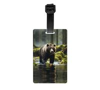LLKGOT Les étiquettes de bagage et étiquettes de sac de voyage Brown Bear Pounce sont adaptées pour les hommes et les femmes pour éviter les bagages