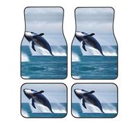 LLKGOT Les tapis de sol de voiture avec motif baleines en mer avec avant et arrière antidérapants sont adaptés pour les voitures, camions et SUV