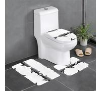 LLKGOT Lot de 3 tapis de salle de bain antidérapants avec motif requin géant - Facile à nettoyer et à entretenir - Bloque l'humidité et durable