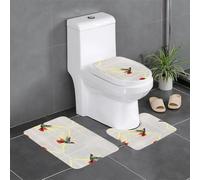 LLKGOT Lot de 3 tapis de salle de bain avec imprimé colibri lumineux - Tapis de bain antidérapant - Facile à nettoyer et à entretenir - Bloque l'humidité et durable