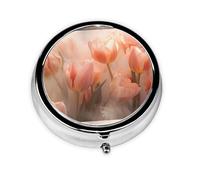 LLKGOT Magic Tulips Mini pilulier rond avec 3 compartiments pour le rangement des pilules et le voyage portable