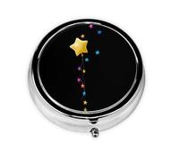 LLKGOT Mini pilulier rond à cinq branches et étoiles colorées avec 3 compartiments pour le rangement des pilules et le voyage portable