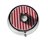 LLKGOT Mini pilulier rond à rayures avec 3 compartiments pour le rangement des pilules et le voyage portable