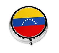LLKGOT Mini pilulier rond avec 3 compartiments pour le rangement des pilules et le voyage Motif drapeau du Venezuela
