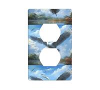 LLKGOT Panneau mural à double prise avec motif aigrettes pour prise de courant domestique durable pour prises et interrupteurs décoratifs