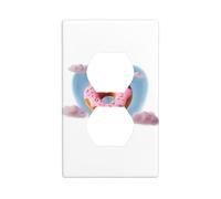 LLKGOT Panneau mural à double prise avec motif beignets d'amour - Couvercle d'alimentation durable pour prises et interrupteurs décoratifs