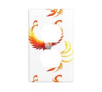 LLKGOT Panneau mural à double prise avec motif phénix de feu - Couvercle d'alimentation domestique durable pour prises et interrupteurs décoratifs